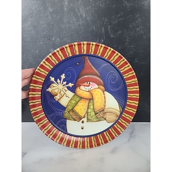 Vintage Snowman Lidded Tin, EMPTY - Picture 1 of 10